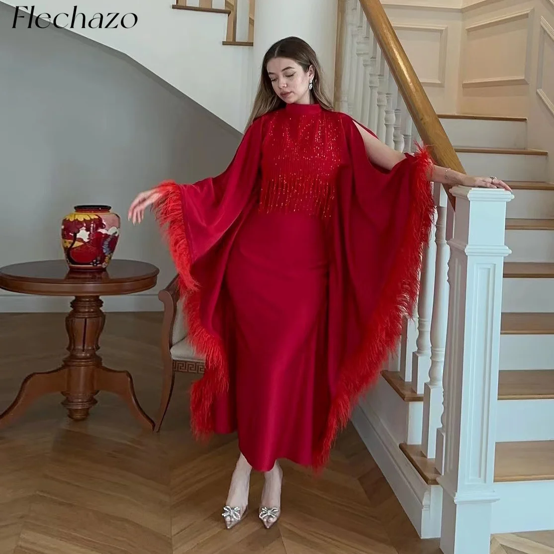 Flechazo Red Prom Dresses High Neck Sequin Bead Tassel Feathers Ankle-Length Occasion Dress For Women 2024 vestidos de fiesta
Flechazo Red Prom Dresses High Neck Sequin Bead Tassel Feathers Ankle-Length Occasion Dress For Women 2024 vestidos de fiesta
