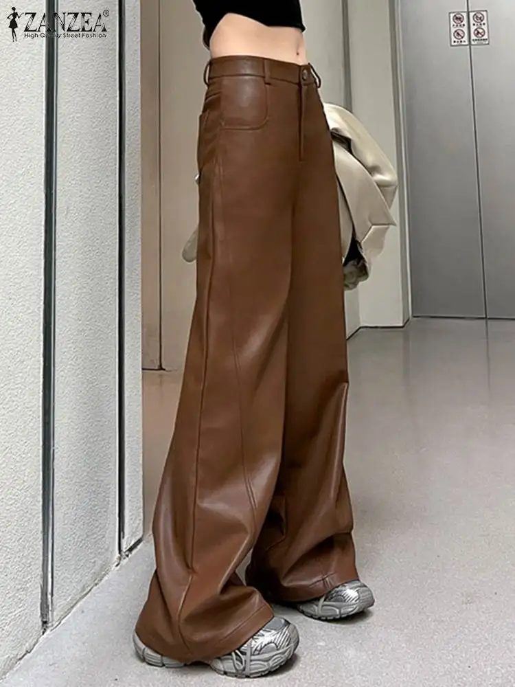 ZANZEA Women Wide Leg Trousers PU Leather Pants Sexy Pockets Long Pantalons Elegant 2023 Autumn Solid Mid Waisted Flared Pants
ZANZEA Women Wide Leg Trousers PU Leather Pants Sexy Pockets Long Pantalons Elegant 2023 Autumn Solid Mid Waisted Flared Pants