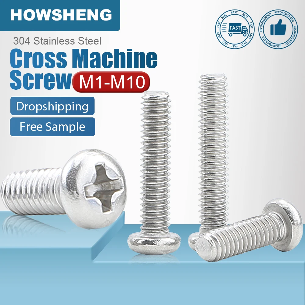 HOWSHENG 10-100pcs Cross Recessed Round Head Screws M1.2 M1.4 M1.6 M2 M2.5 M3 M4 M5 M6 M8 Stainless Steel Phillips Machine Screw
HOWSHENG 10-100pcs Cross Recessed Round Head Screws M1.2 M1.4 M1.6 M2 M2.5 M3 M4 M5 M6 M8 Stainless Steel Phillips Machine Screw