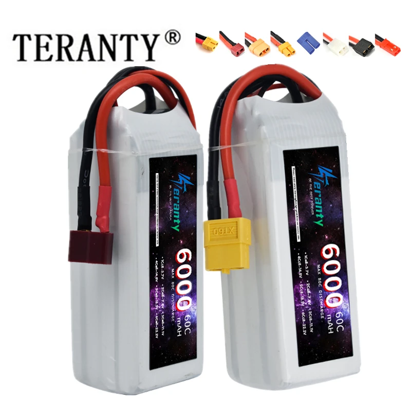 

4S LiPo Battery 14.8V 6000mAh 60C for RC Car with Deans Plug XT60 Connector For RC Car Helicopter Drone Boat Airplane