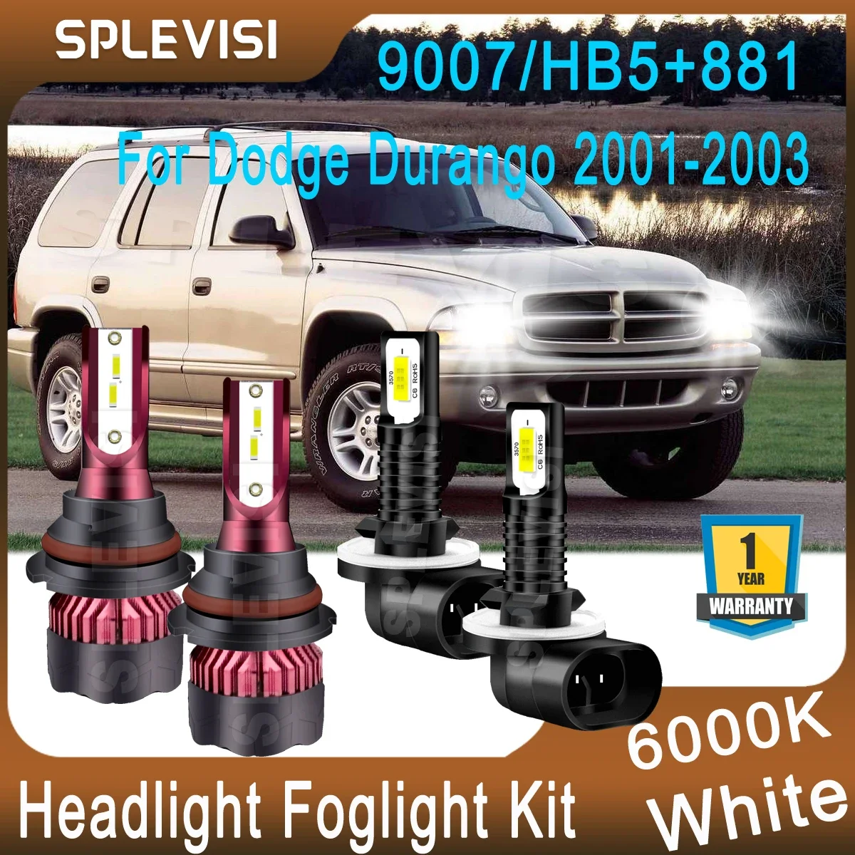 LED Car Lights Combo 6000K White For Dodge Durango 2001 2002 2003 LED Headlight Hi Low Beam Foglight 9007/HB5+881 Kit Plug&Play
LED Car Lights Combo 6000K White For Dodge Durango 2001 2002 2003 LED Headlight Hi Low Beam Foglight 9007/HB5+881 Kit Plug&Play
