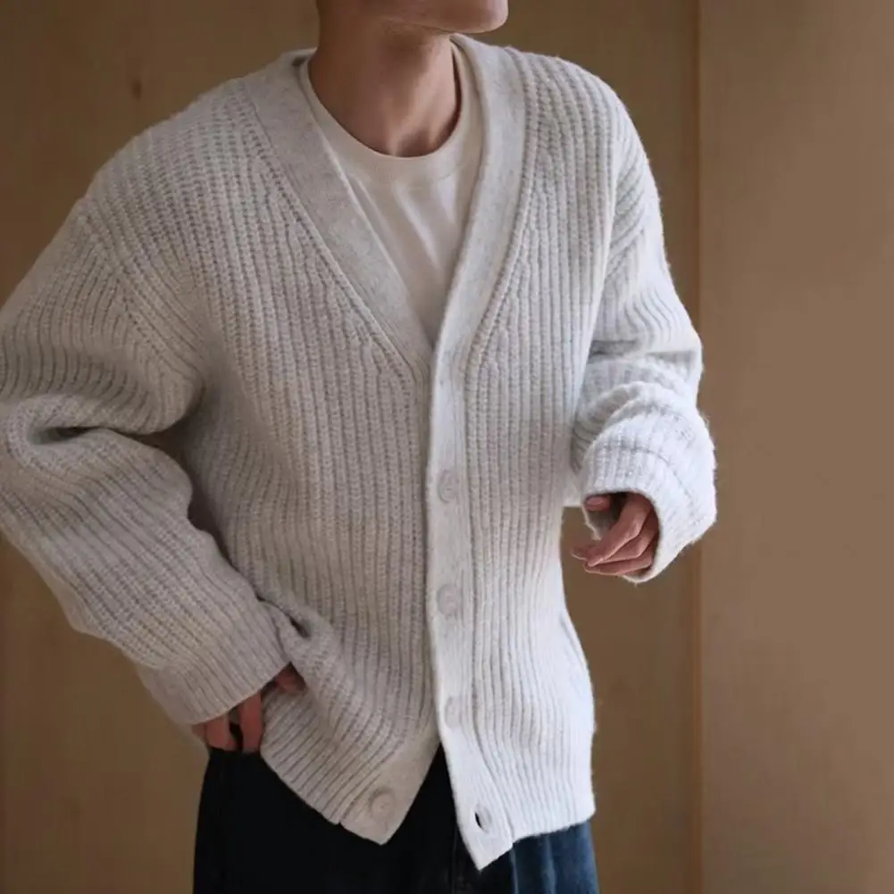 Solid Color Men Sweater Men's Thick Knitted V Neck Cardigan Sweater Coat for Winter Fall Single-breasted with Buttons Long
Solid Color Men Sweater Men's Thick Knitted V Neck Cardigan Sweater Coat for Winter Fall Single-breasted with Buttons Long