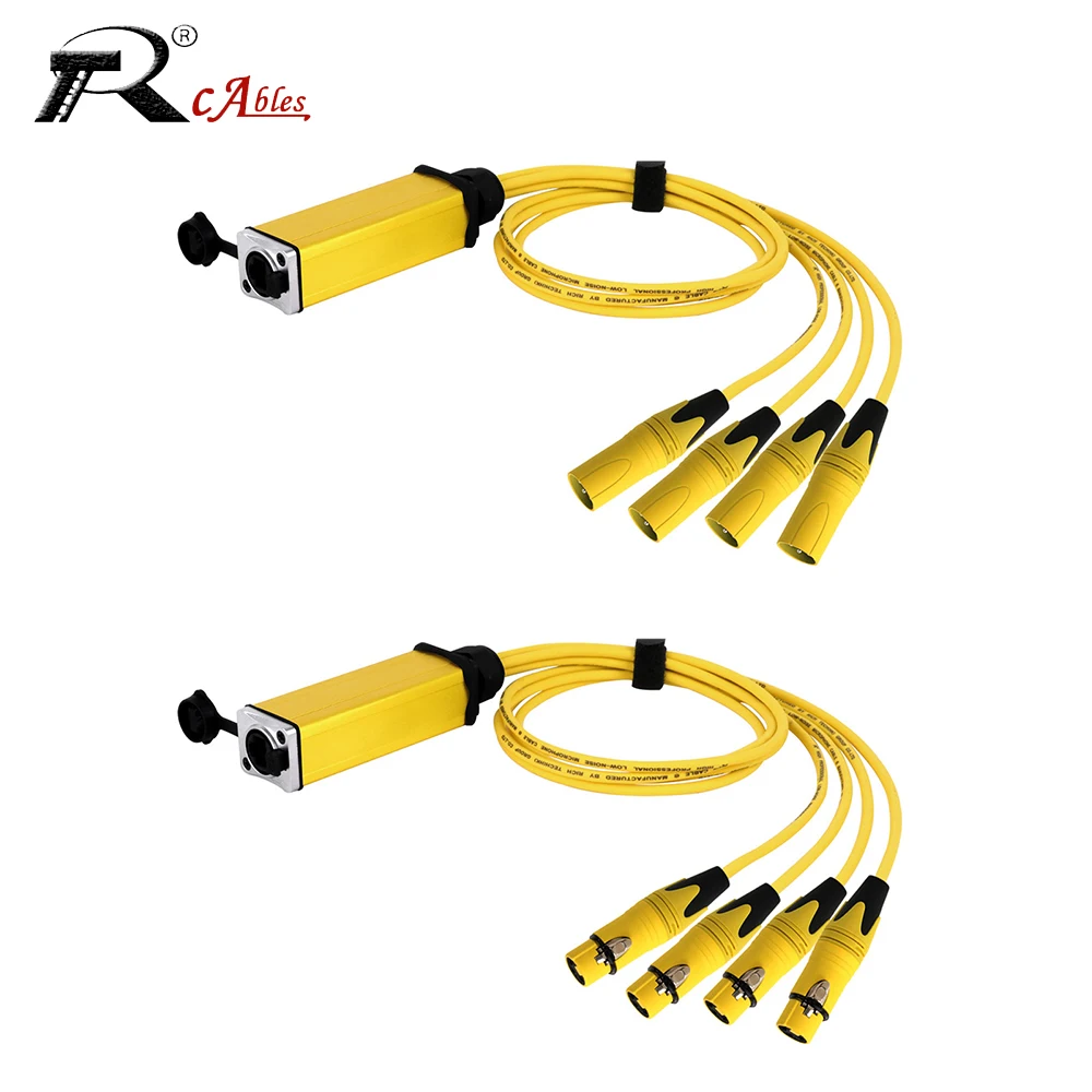 

0.5M-10M Pair of 4 Channel 3-Pin XLR Snake Multi Network Snake Receiver to Single Ethercon Cable -CAT5 Cable