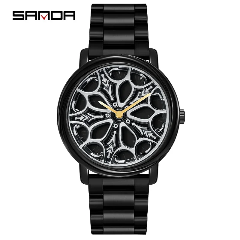 Sanda 1105 Hollow Out 3D Design Dial Water Resistant Quartz Movement Fashion Men Rotating Car Wheel Analog Wrist Watch
Sanda 1105 Hollow Out 3D Design Dial Water Resistant Quartz Movement Fashion Men Rotating Car Wheel Analog Wrist Watch