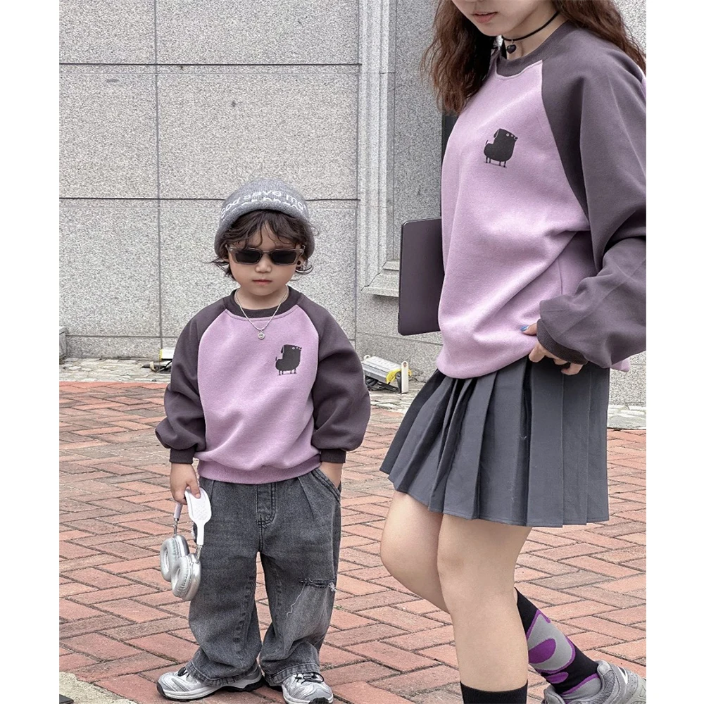 

Equal Mom and Son Sweatshirts Korean Fashion Mother Daughter Matching Same Long Sleeve Print Hoodies Parent-child Autumn Clothes