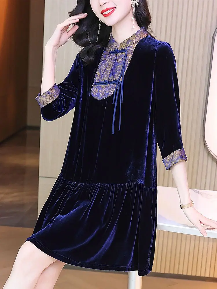 2024 improved velvet cheongsam dress new spring autumn new chinese retro disc buckle half sleeve stand collar loose qipao w203
2024 improved velvet cheongsam dress new spring autumn new chinese retro disc buckle half sleeve stand collar loose qipao w203