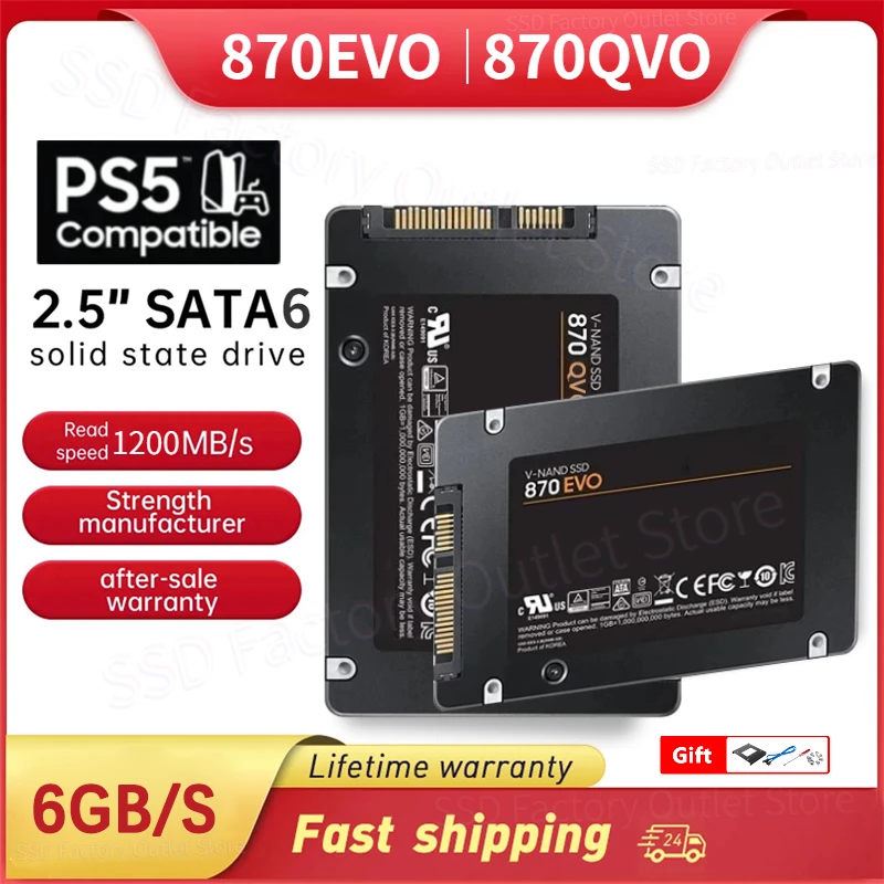 Original 2.5'' SATAIII Ssd Nvme M2 870 Evo/Qvo 1TB 2TB 4TB Sata Internal Solid State Drive Storage Disk for Laptop Desktop PS5
Original 2.5'' SATAIII Ssd Nvme M2 870 Evo/Qvo 1TB 2TB 4TB Sata Internal Solid State Drive Storage Disk for Laptop Desktop PS5
