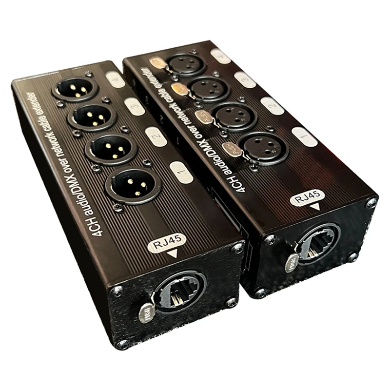 1Pair 4-Channel 3-Pin XLR Audio and DMX over Network Cable Extender, DMX512 Network Signal Extender 1 Male+1 Female
1Pair 4-Channel 3-Pin XLR Audio and DMX over Network Cable Extender, DMX512 Network Signal Extender 1 Male+1 Female