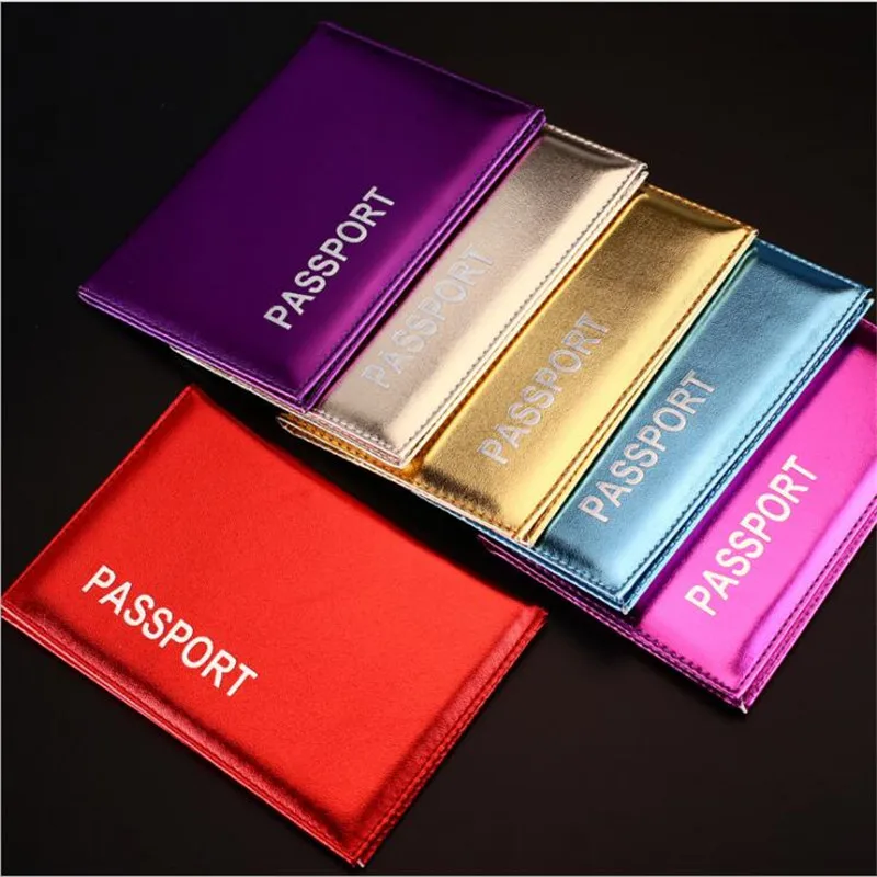 

Women Fashion Paillette Passport Covers Travel Accessories Holder PU Leather Glossy ID Bank Card Passport Business Wallet Case