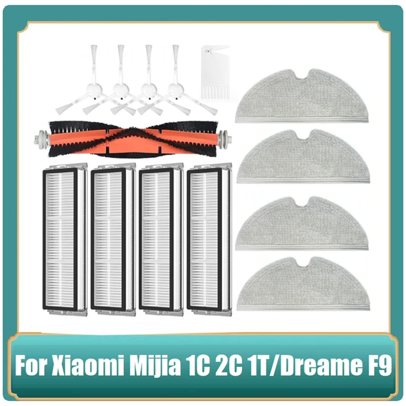 

Швабра для робота-пылесоса Xiaomi Mijia 1C 2C 1T Mi Dreame F9, запасные части, фильтр, основная боковая щетка, насадка на швабру, 14 шт.
