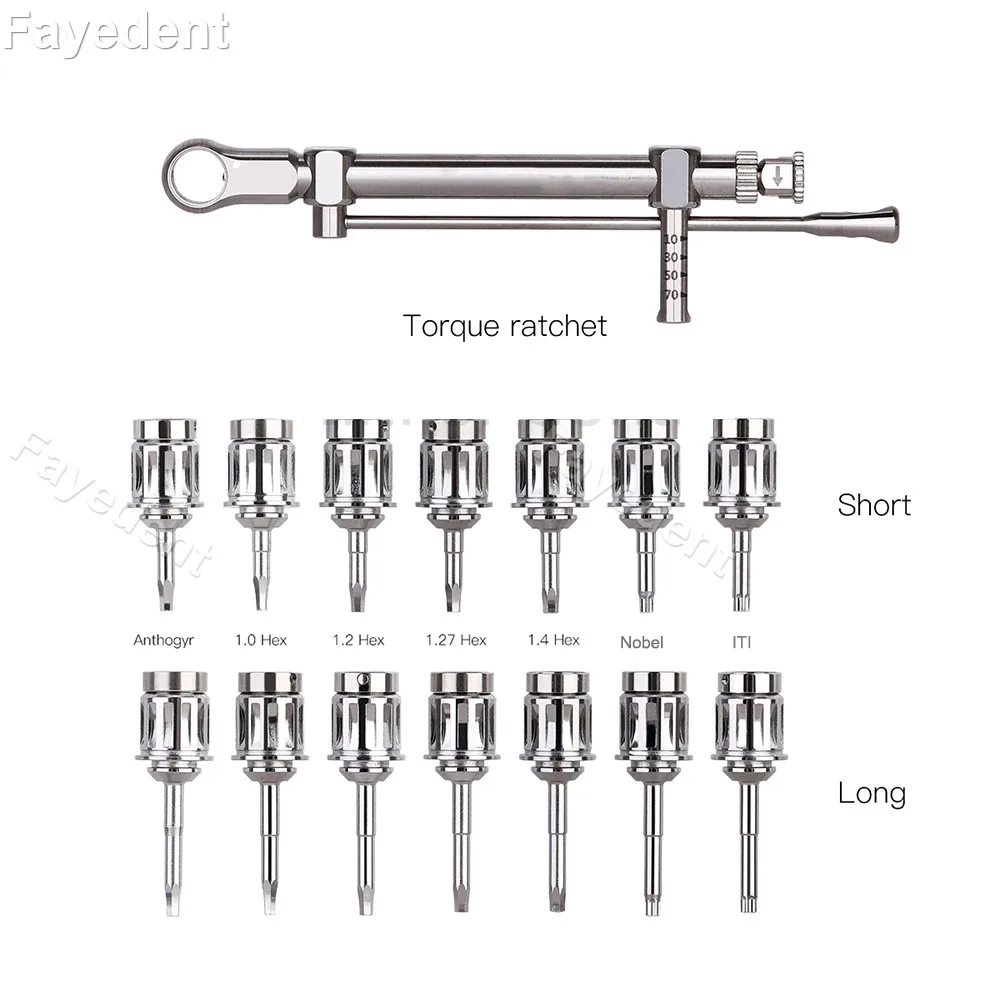 

Dental Universal Implant Torque Screwdrivers Wrench Kit 10-70NCM Ratchet Drivers Dentistry Implant Repair Tools prosthetics
