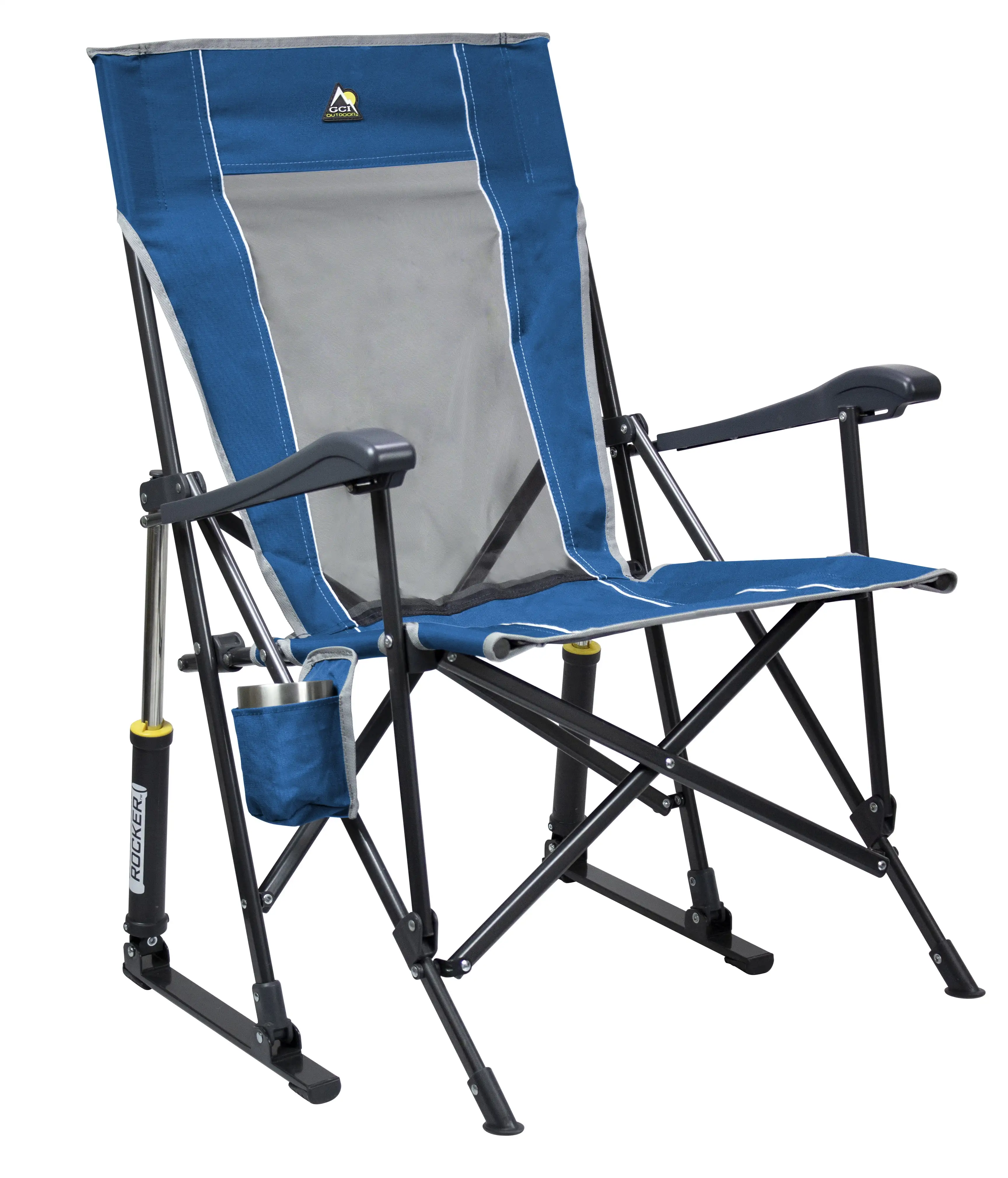 

GCI Outdoor RoadTrip Rocker Foldable Rocking Camp Chair, Blue