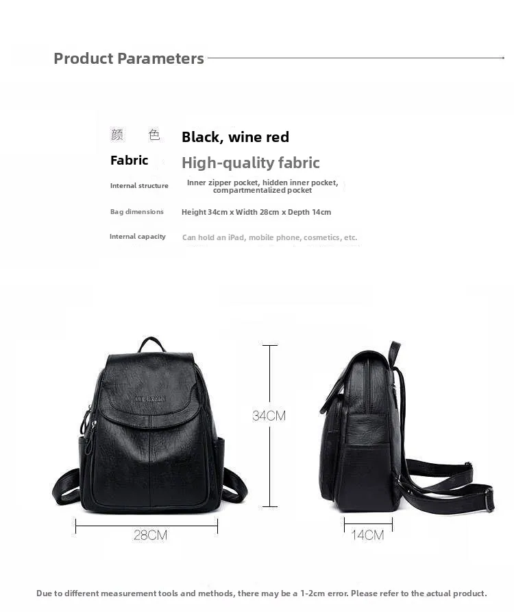 Women's Large Capacity Casual PU Leather Backpack Versatile Shoulder Bag Can Be Stickered for Labeling Work Leisure Travel Women's Large Capacity Casual PU Leather Backpack Versatile Shoulder Bag Can Be Stickered for Labeling Work Leisure Travel