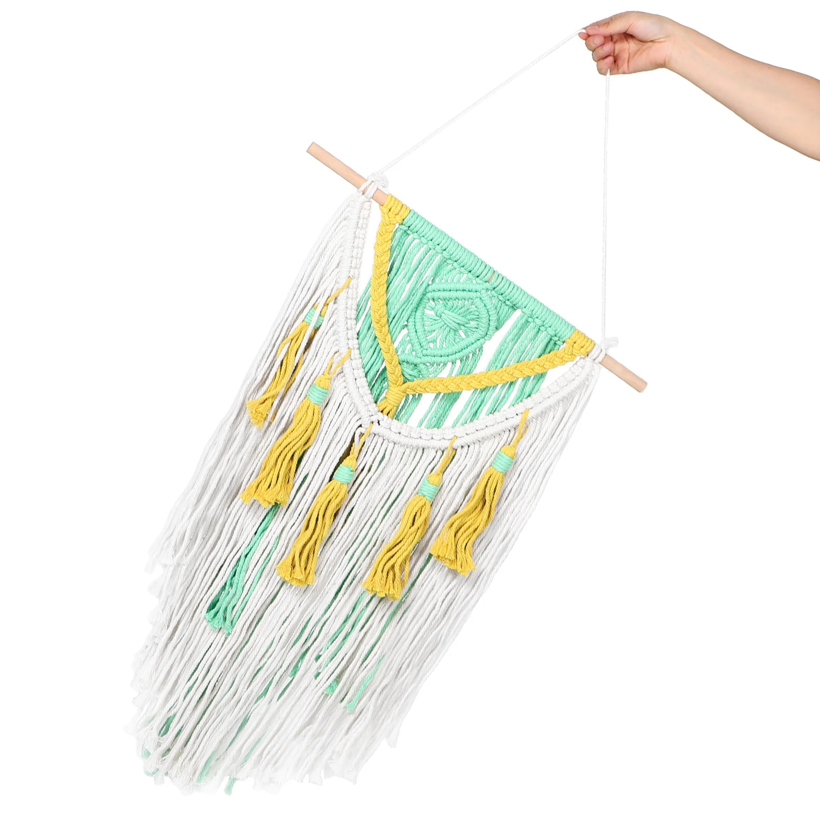 Handwoven Bohemian Macrame Wall Tapestry with Natural Cotton Rope & Tassels 1 S580748bcf0ad43e6a38da20c91aeb86aM
