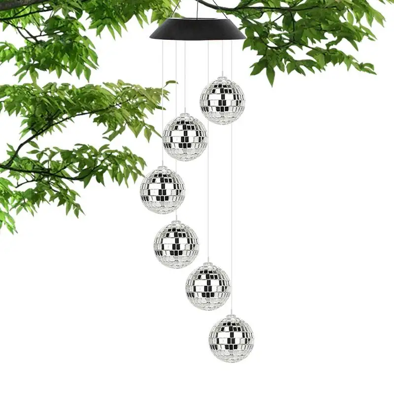 

Disco Mirror Ball Lamp Solar Disco Ball Lamp Wind Chimes Solar Powered Color Changing LED Mobile Wind Chimes for Garden Yard