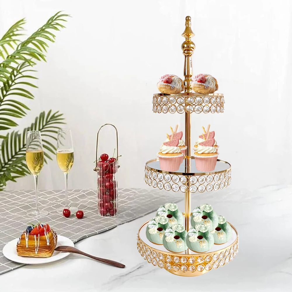 

3 Tier Cupcake Stand,Gold Tiered Dessert Display Tower,Metal Cupcake Tray Holder for Coffee Table Tea Party Serving Platter