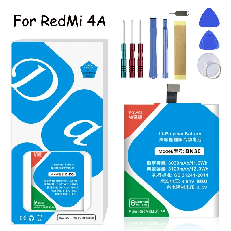 Литий-полимерный аккумулятор XDOU BN30 для Xiaomi Redmi Hongmi Xiaomi4A 4 A 4A 3120 мАч, быстрая Замена + Бесплатные инструменты
Литий-полимерный аккумулятор XDOU BN30 для Xiaomi Redmi Hongmi Xiaomi4A 4 A 4A 3120 мАч, быстрая Замена + Бесплатные инструменты