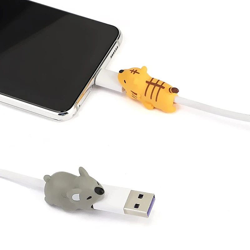 

Cute Cartoon Animal Cable Organizers Cable Saver Cover Phone USB Line Charger Data Bite Cord Protector Phone Holder Accessory