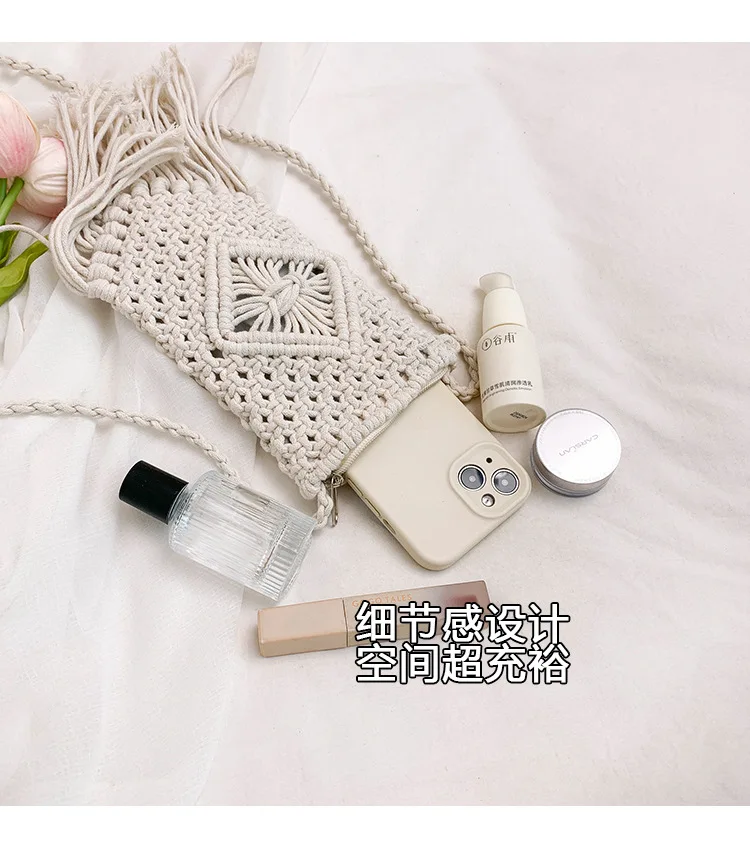 Handwoven Cotton Crossbody Bag - Hollow Straw Design 8 S581318a4cef943afb23a0d6e36b5bf3bL