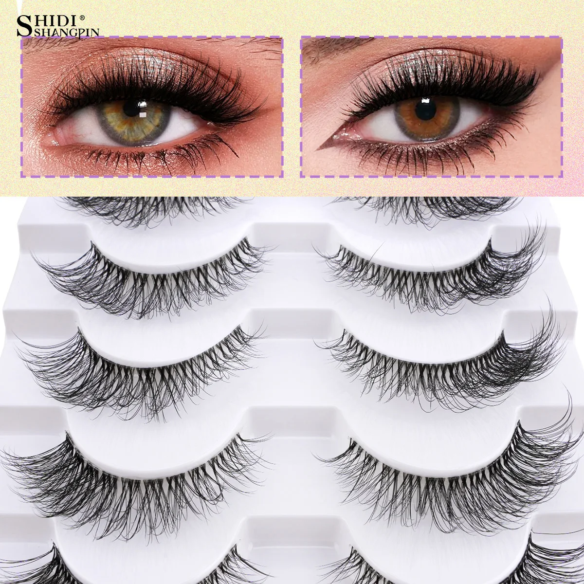 5/10 Pairs False Eyelashes Soft Natural Look Fluffy Wispy Lashes 3D Faux Mink Fake Eyelashes Clear Band Eye Lashes Make up 5 S5815970108e74421bfe6ad7b1b39e057D