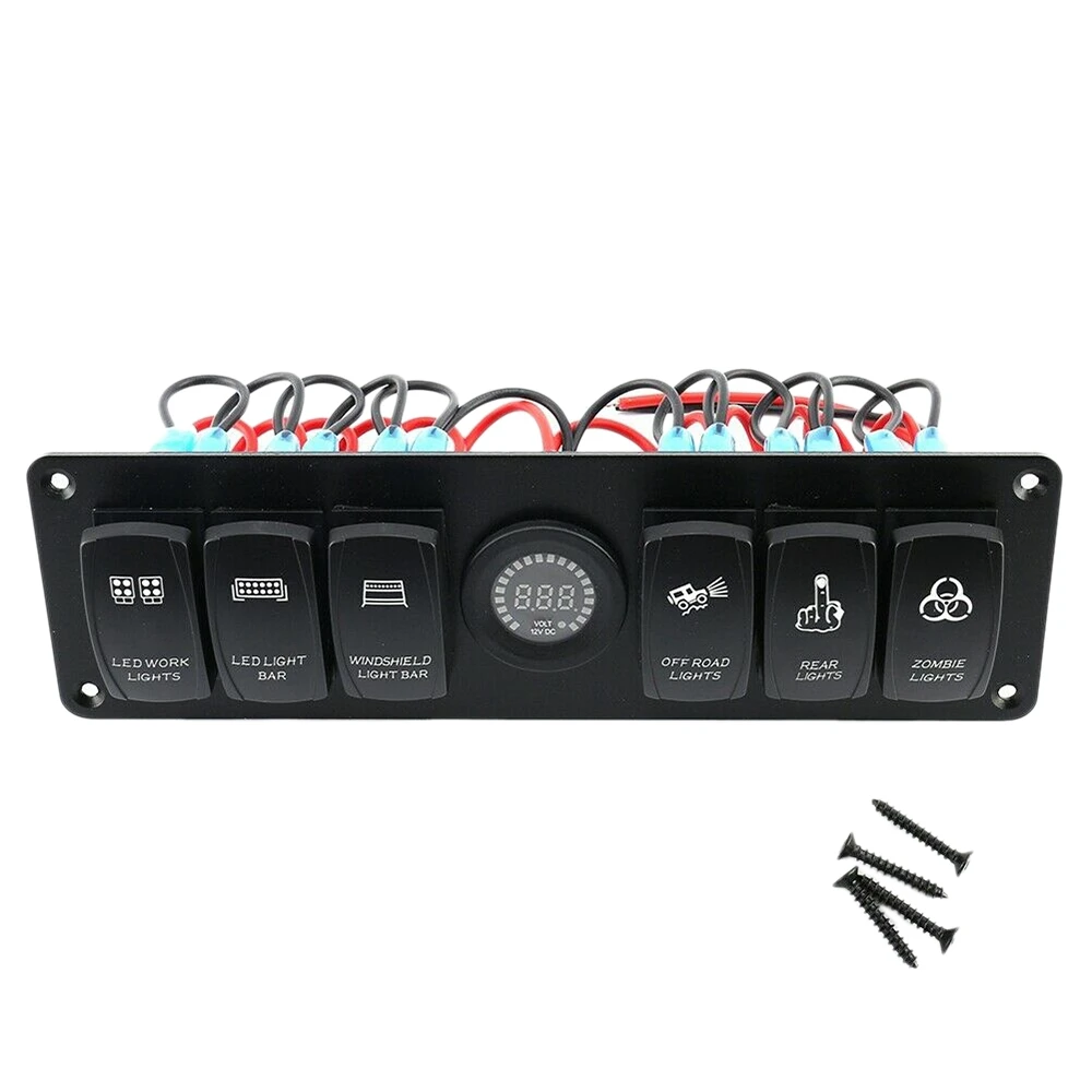 

12 В 6 кнопочный тумблер клавишный переключатель панель красочный фотовольтметр для RV Автомобиля Морской лодки панель переключателя фотопанель авто