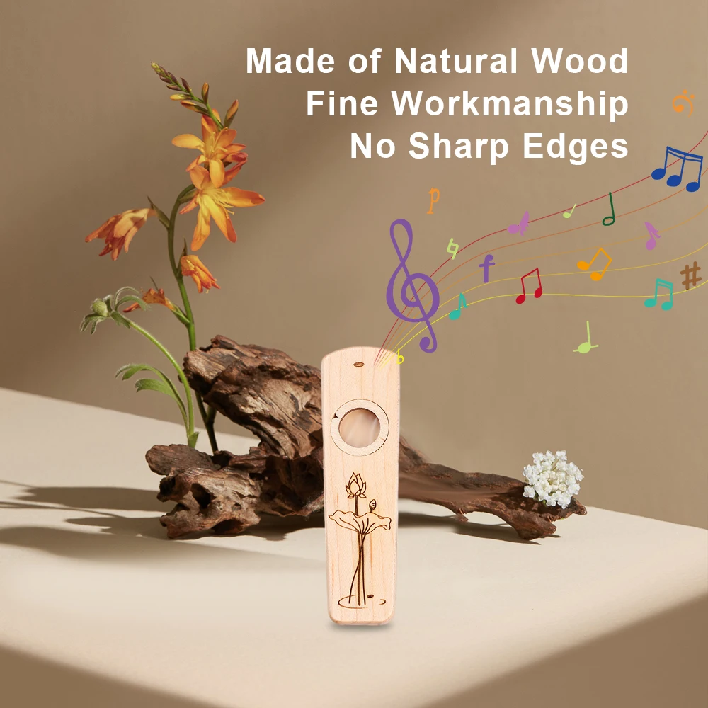 

Wooden Kazoo Musical Instruments Ukulele Guitar Accompany Gift for Adult Interesting Party Replaceable 2 Flute Film