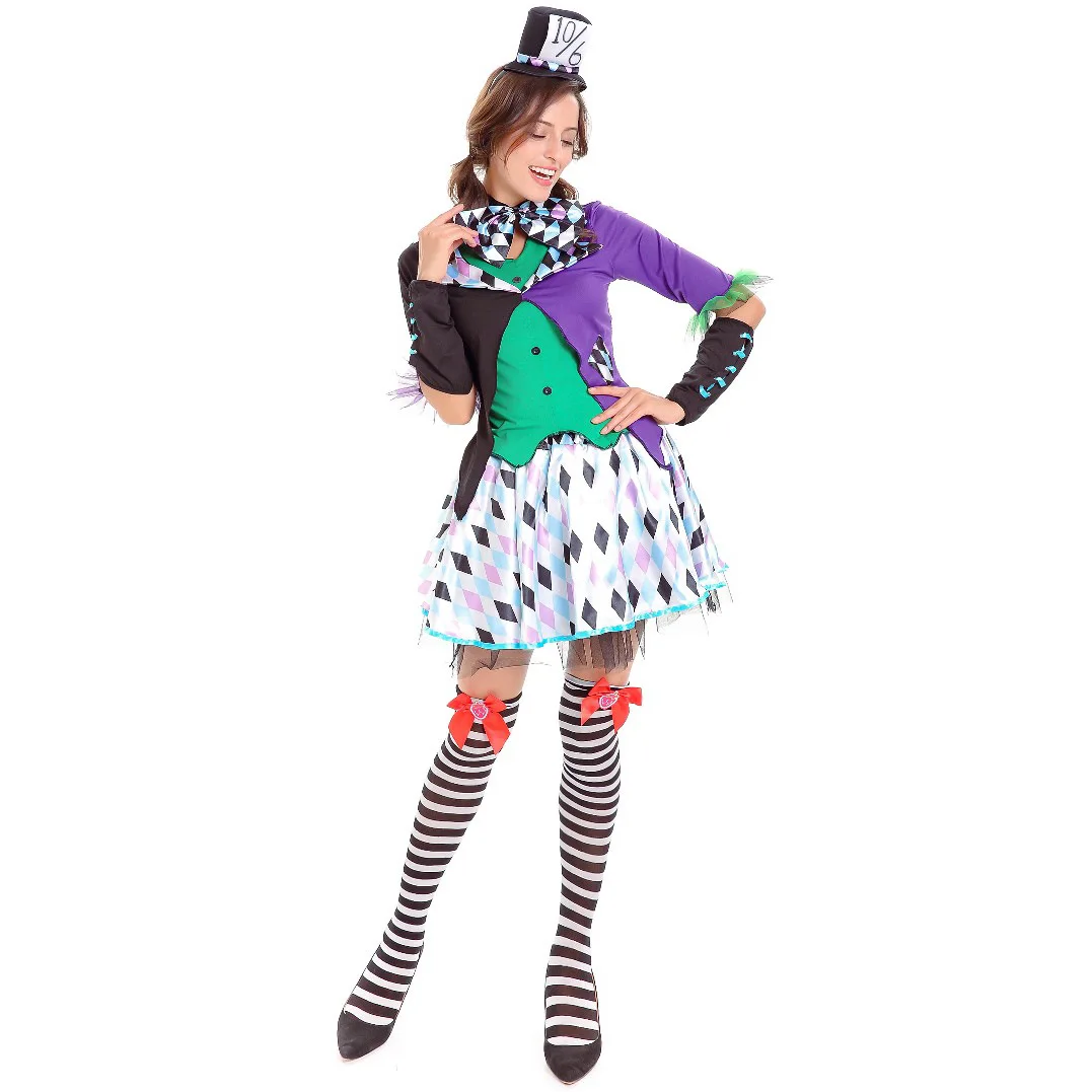 

Happy Party Circus Clown Cosplay spot Dress Costumes Halloween for Adult Woman Amusement Park clown