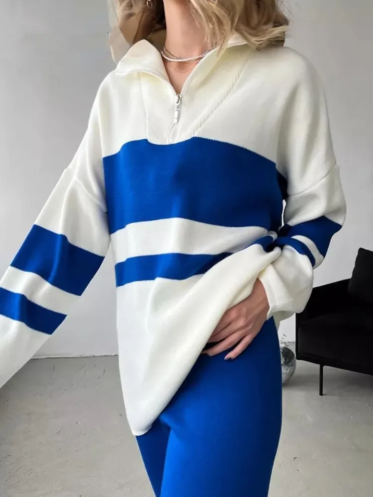 Striped Sweater Women Vintage Pullover Ladies Color Blocking Fashion Jumper Ladies Lapel Long Sleeve Knitwear Pull Femme
Striped Sweater Women Vintage Pullover Ladies Color Blocking Fashion Jumper Ladies Lapel Long Sleeve Knitwear Pull Femme