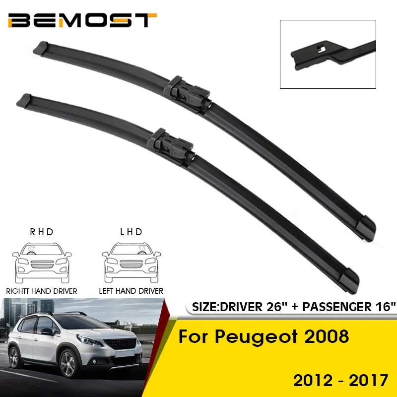 

Автомобильные щетки стеклоочистителя для Peugeot 2008 2012-2017, лобовое стекло, передние стеклоочистители, 26 + 16 дюймов, автомобильные аксессуары