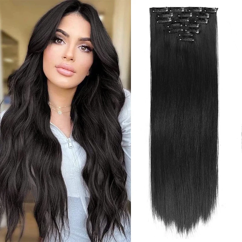 22 Inch 16 Clips in Hair Extensions Long Straight Hairstyle Synthetic Blonde Black Hairpieces Heat Resistant False Hair Pieces
22 Inch 16 Clips in Hair Extensions Long Straight Hairstyle Synthetic Blonde Black Hairpieces Heat Resistant False Hair Pieces