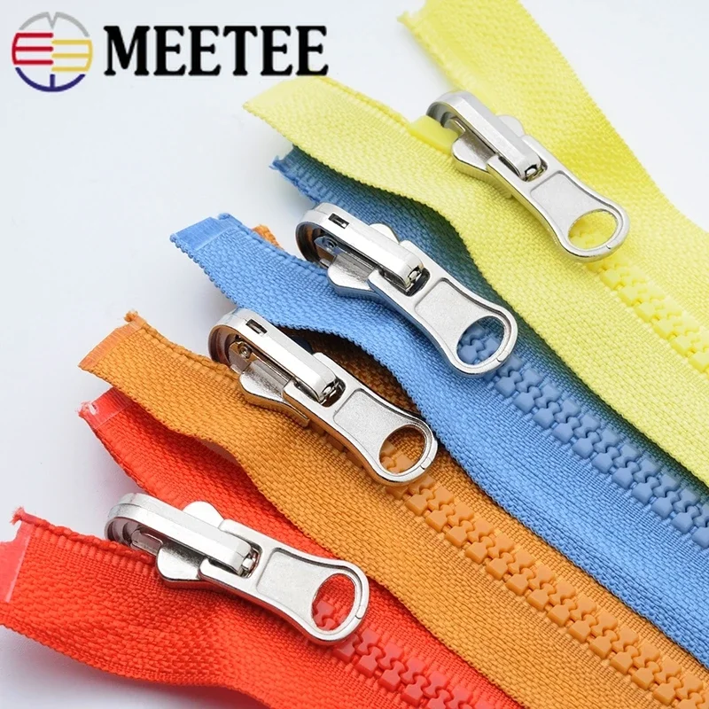 

Meetee 2/5Pcs 70cm 5# Resin Zipper Metal Rotary Slider Open-End Zippers for Jacket Double Side Puller Zip DIY Garment Sew Zips