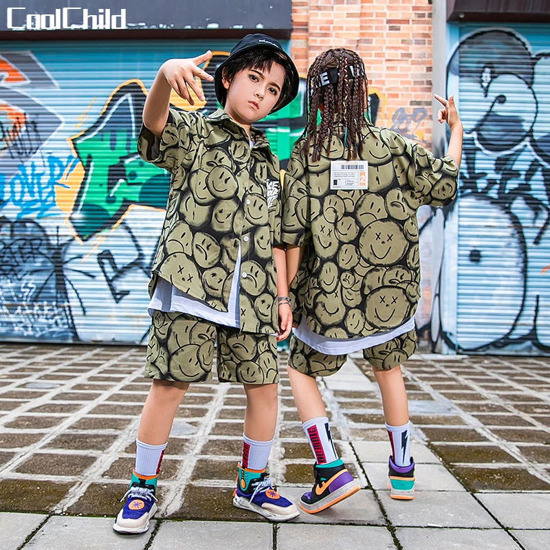 Boys Hip Hop Smiley Short Sleeve Shirt Street Dance Shorts Girls Summer Blouse Clothes Sets Kids Streetwear Child Jazz Costumes
Boys Hip Hop Smiley Short Sleeve Shirt Street Dance Shorts Girls Summer Blouse Clothes Sets Kids Streetwear Child Jazz Costumes