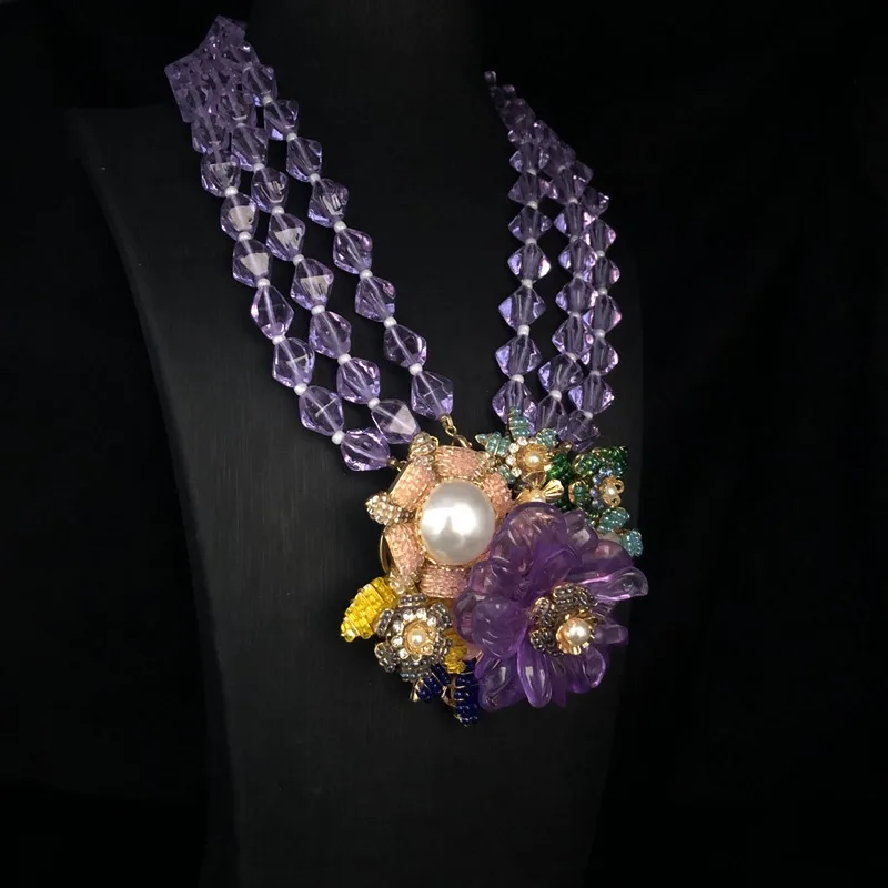 New European and American high quality medieval jewelry fresh sweet purple glass multi-layer necklace hand-woven high-grade 3 Mallzona S5823b9a8da194f7d86feb47ff912bf13v New European and American high quality medieval jewelry fresh sweet purple glass multi-layer necklace hand-woven high-grade Mallzona