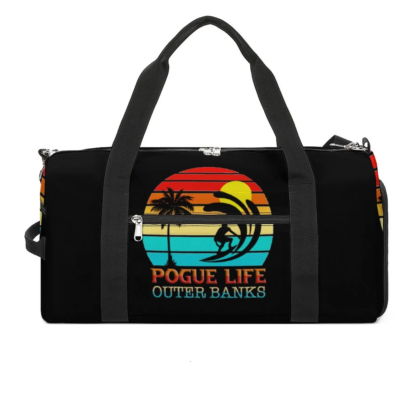 

Pogue Life Outer Banks Gym Bag Beach Sunset Surfing Oxford Sports Bags with Shoes Training Handbag Graphic Fitness Bag For Male