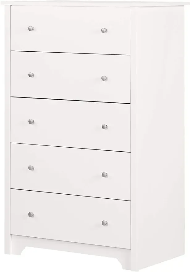 

South Shore-Vito Collection 5-Drawer Dresser, Pure White with Matte Nickel Handles, 16.88 "D x 31.5" W X 48.75 "H