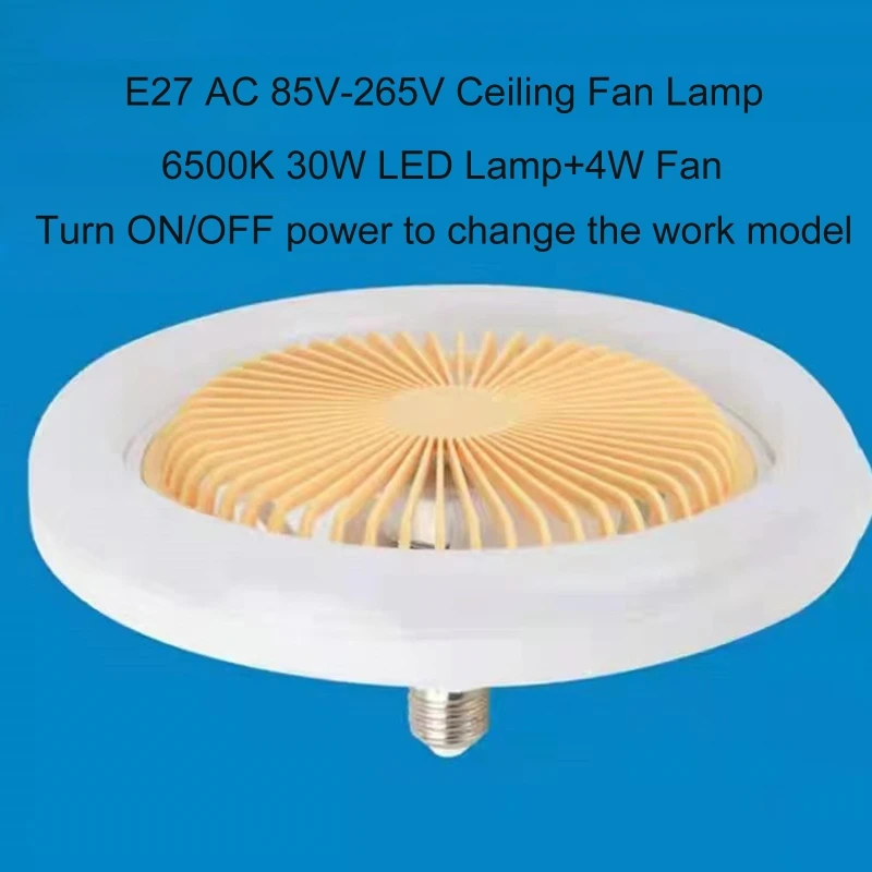 Generic Ceiling Fans With LED Light, 3Bladeless Modern Smart E27