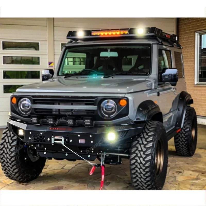 Стальной передний бампер для Suzuki Jimny JB74, JB64, JB74W, JB64W с резьбой с поддержкой лебедки
Стальной передний бампер для Suzuki Jimny JB74, JB64, JB74W, JB64W с резьбой с поддержкой лебедки