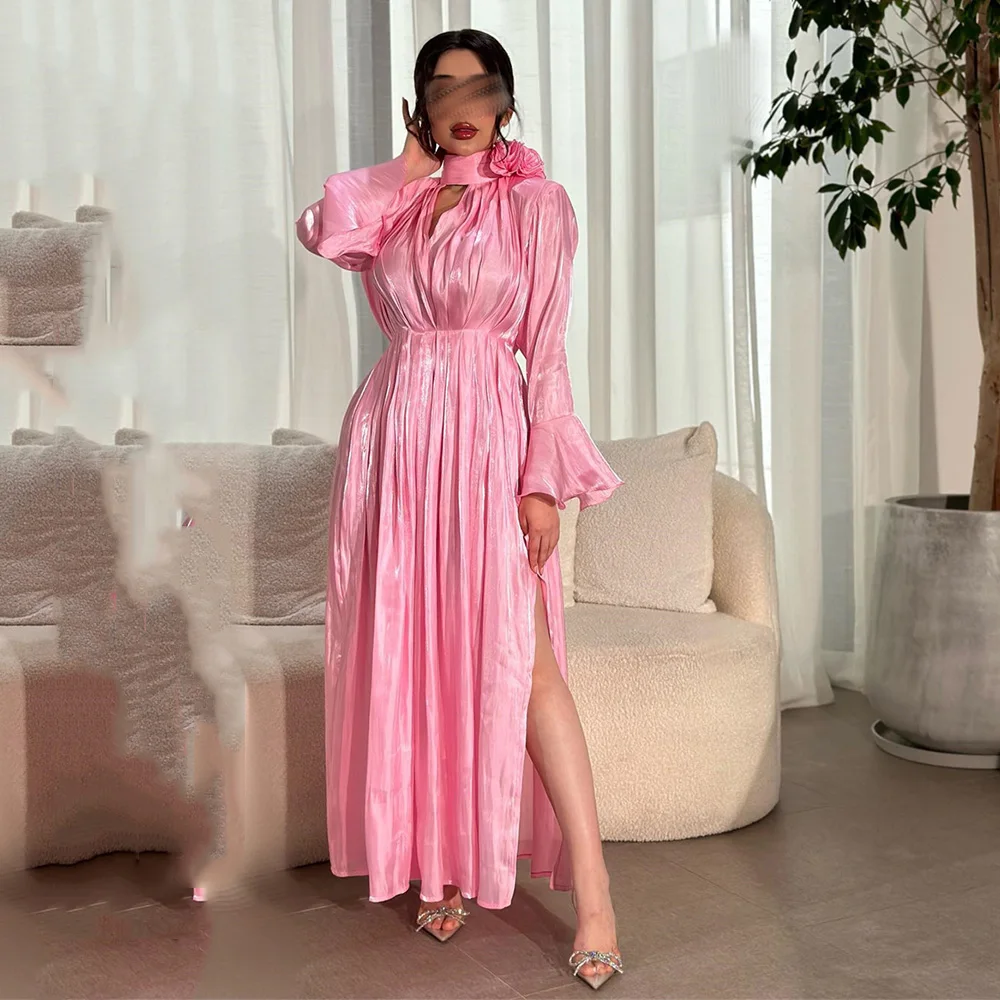 A-line High Slit 3D Appliques Long Sleeve Prom Gown V Neck Illusion Pleat Satin Solid Color Evening Dresses فساتين مناسبة رسمية
A-line High Slit 3D Appliques Long Sleeve Prom Gown V Neck Illusion Pleat Satin Solid Color Evening Dresses فساتين مناسبة رسمية