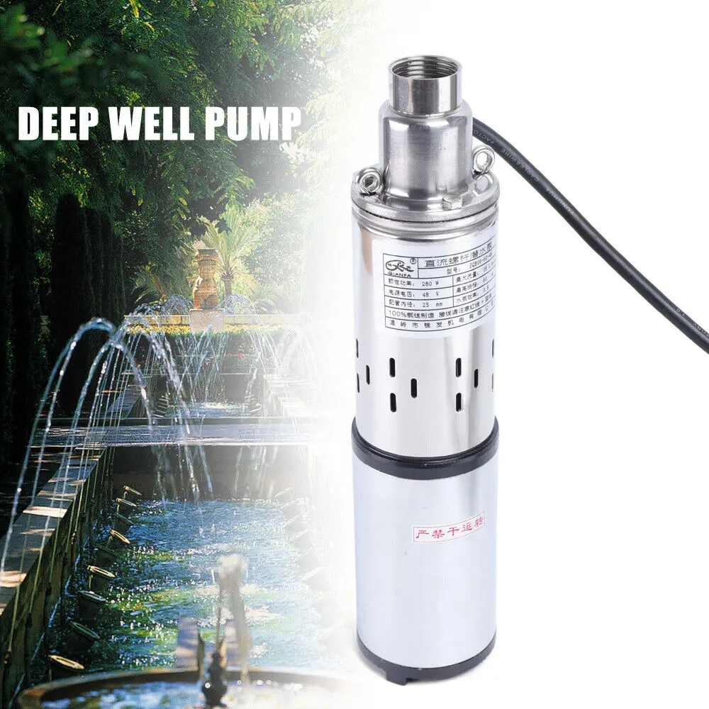 

48V 280W Max Lift 60M 16L/Min Solar Deep Well Water Pump Submersible Deep Well Pump Farm Garden Irrigation