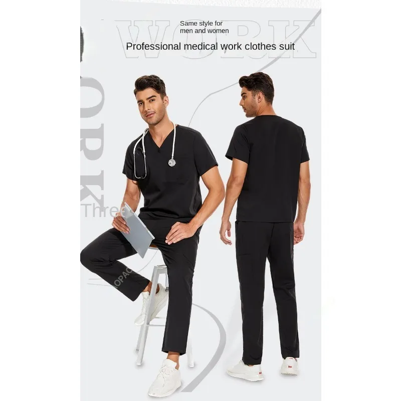 

Men's Scrubs Medical Uniform Lab Set Male Wholesale Clinic Hospital Doctor Overalls V-neck Fashion Scrub Pharmacy Nurse Clothes