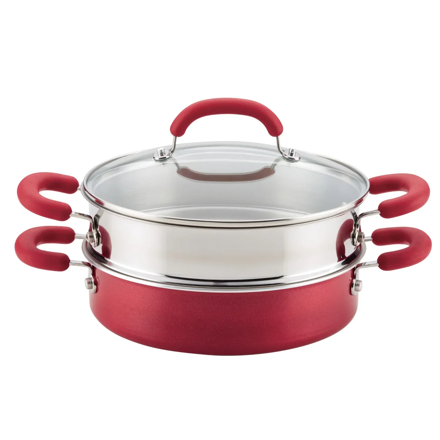 Create Delicious Aluminum Nonstick steamer Set, cooking pot,3 Quart, Red Shimmer
Create Delicious Aluminum Nonstick steamer Set, cooking pot,3 Quart, Red Shimmer