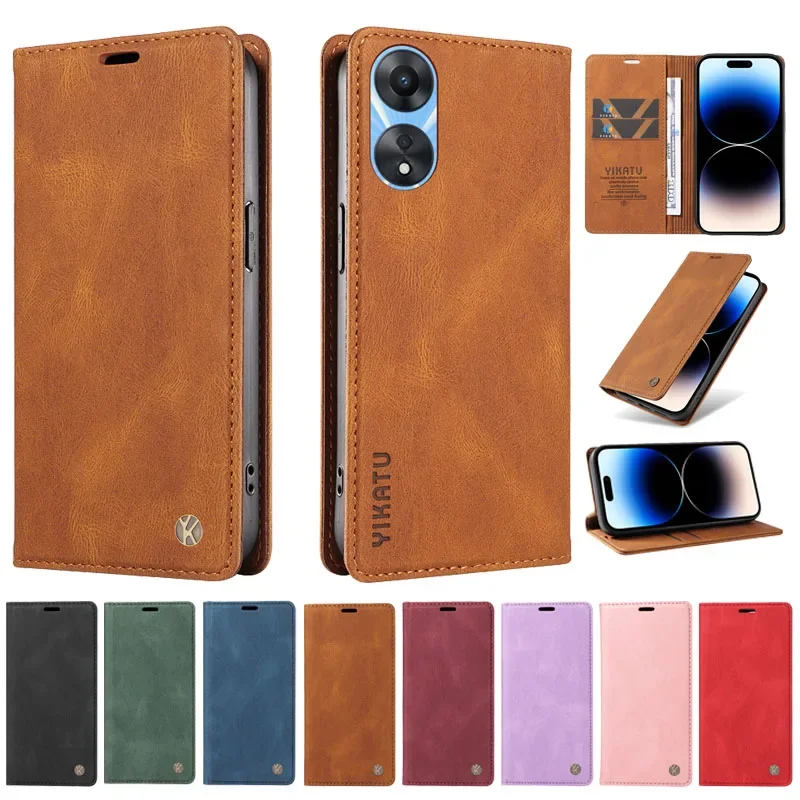 

Luxury Wallet Leather Protect Case For OPPO A18 A38 A58 4G A98 A78 5G OppoA18 OppoA78 A 78 Cases Magnetic Flip Cover Capa