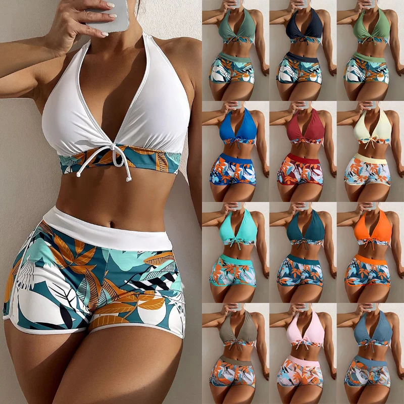 Water Play Swimwear Women's Split High Waist Flat Angle Lace Up Print Solid Color Spliced Summer Swimsuit Female Bikini Set
Water Play Swimwear Women's Split High Waist Flat Angle Lace Up Print Solid Color Spliced Summer Swimsuit Female Bikini Set