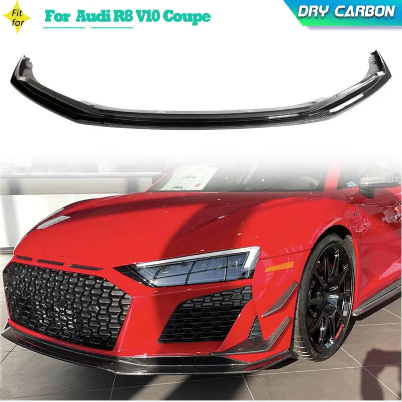 

Dry Carbon Car Front Bumper Lip Spoiler For Audi R8 V10 Coupe Convertible 2-Door 2022 2023 Front Lip Chin Apron Protector Guard