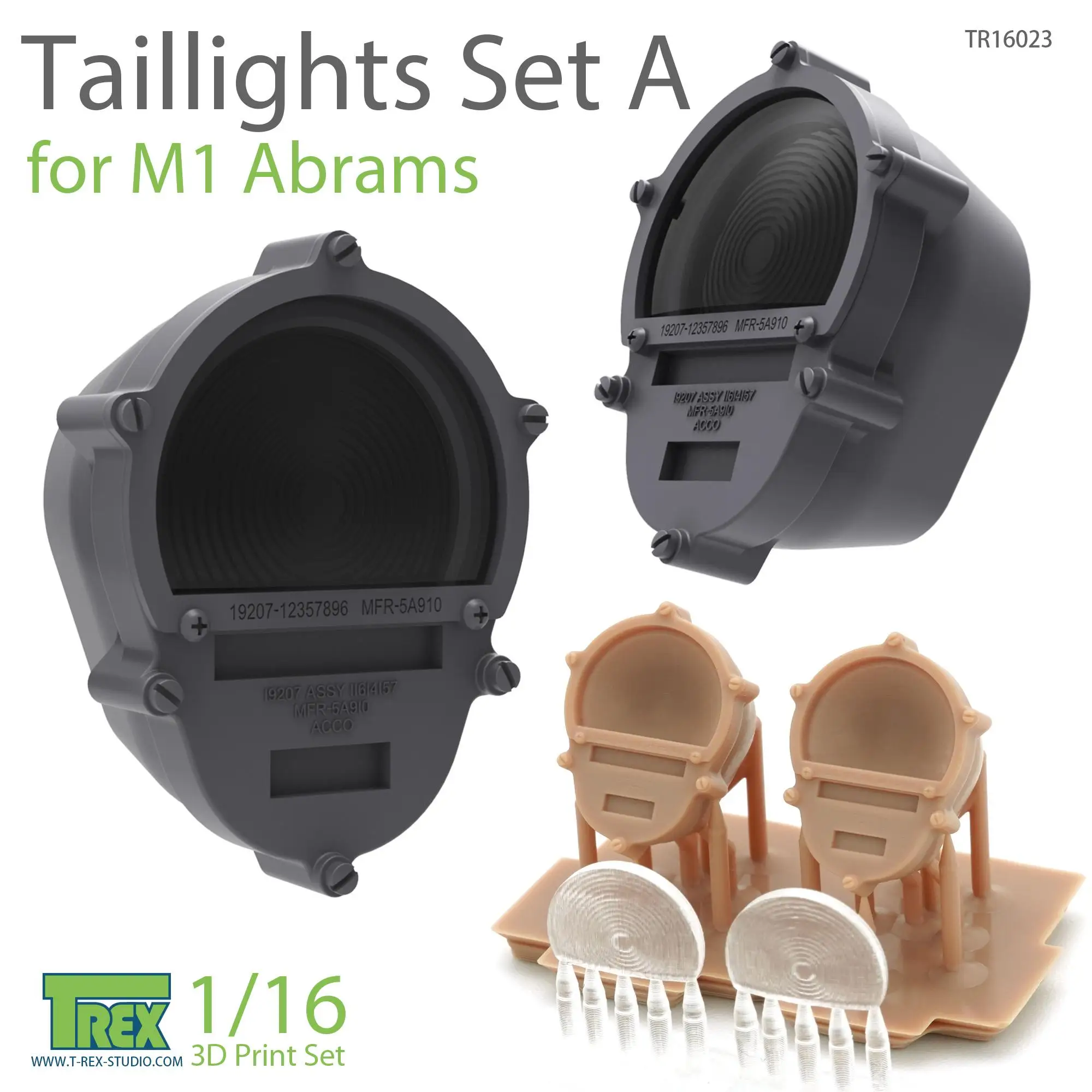 

T-REX 16023 1/16 Taillights Set A for M1 Abrams 3D Print Set Clear Parts Included