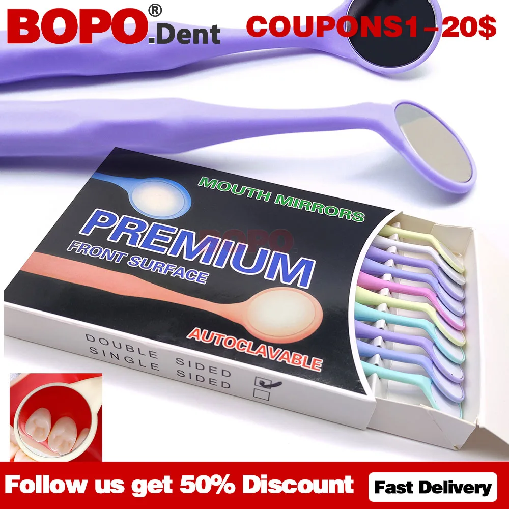 10pcs/Box Dental Mouth Mirror Double Sided Anti-fog Autoclavable Premium Front Surface Exam Reflector Oral Mirror Dentistry Tool
10pcs/Box Dental Mouth Mirror Double Sided Anti-fog Autoclavable Premium Front Surface Exam Reflector Oral Mirror Dentistry Tool