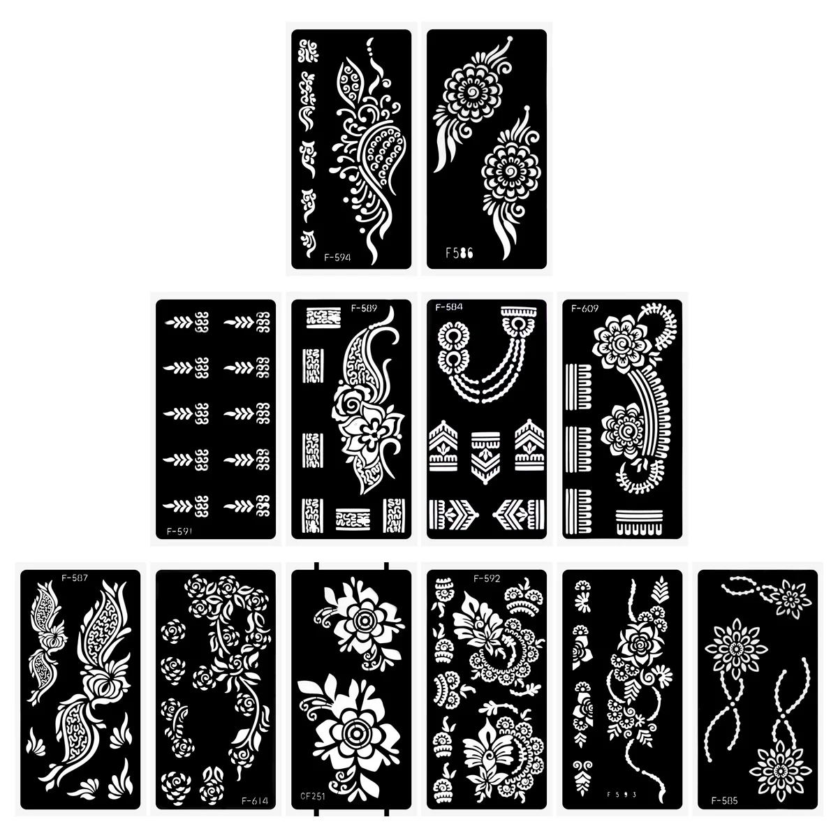 

12 Sheets European and American Tattoo Template Stencils Temporary Templates Black Pvc Decorative Body Tattoos