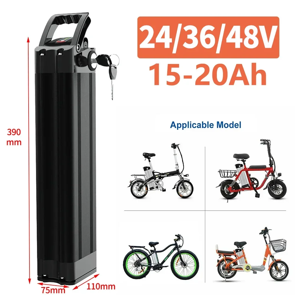 

Battery for Silverfish Electric Bike 36V/48V 12Ah 15Ah 20Ah 800W 500W 18650 Lithium ion E-bike Bicycle Battery Pack with Charger