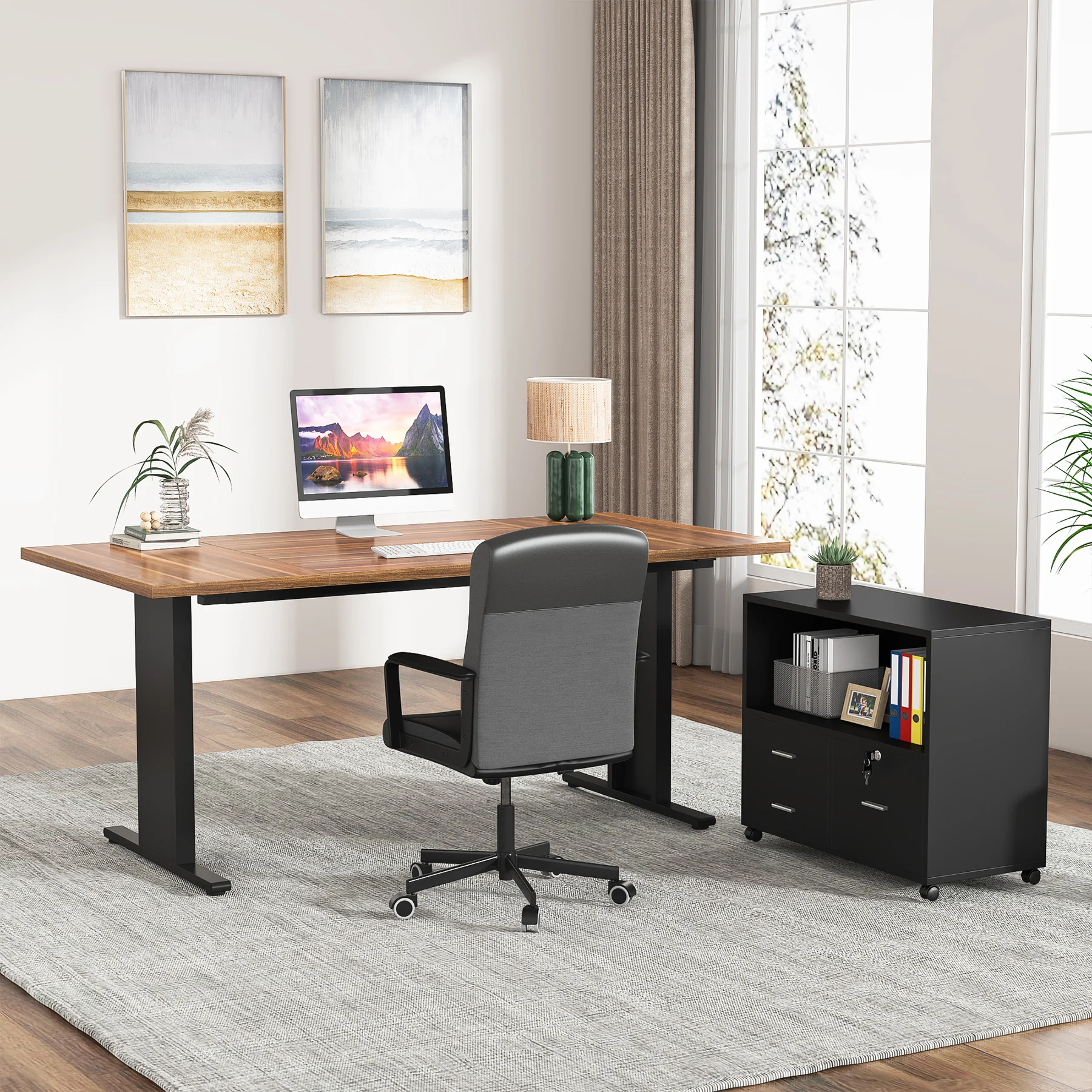 

Tribesigns 63-Inch Executive Desk, Large Computer Office Desk with Heavy Duty Frame, Modern Simple Study Writing Table