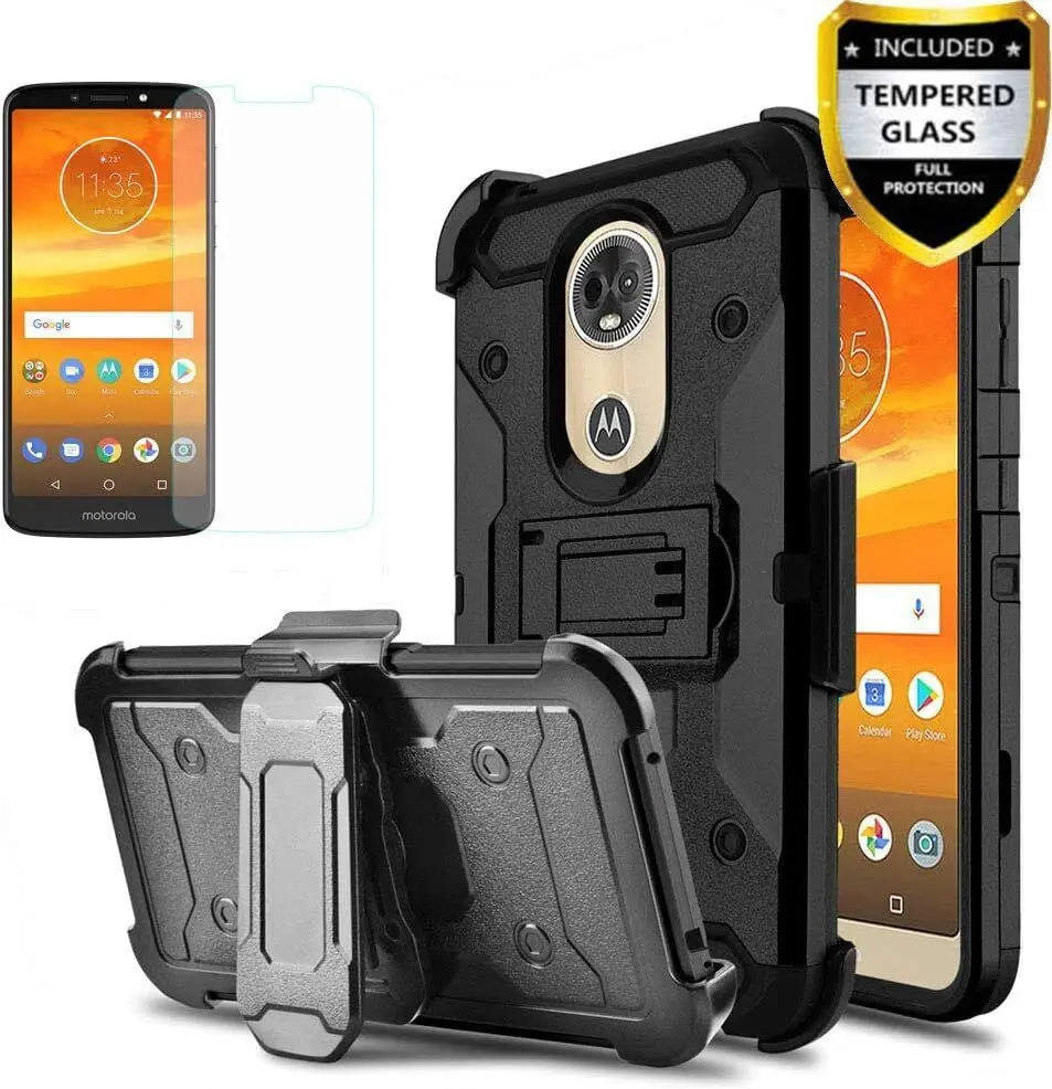 

3 in 1Heavy Tough Rugged Armor Shockproof Case For Motorola Moto E5 Plus Supra Shockproof Belt Clip Holster Stand Case Cover